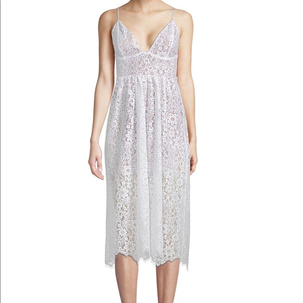 For Love & Lemons white lace midi dress